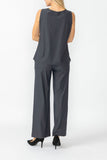 Charcoal Round Sleeveless Top & Wide Pants