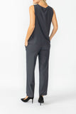 Charcoal Round Sleeveless Top & Wide Pants