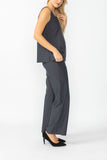 Charcoal Round Sleeveless Top & Wide Pants