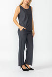 Charcoal Round Sleeveless Top & Wide Pants