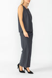 Charcoal Round Sleeveless Top & Wide Pants