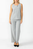 Gray Round Sleeveless Top & Wide Pants