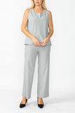 Gray Round Sleeveless Top & Wide Pants