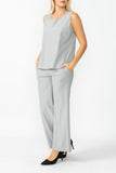 Gray Round Sleeveless Top & Wide Pants