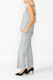 Gray Round Sleeveless Top & Wide Pants