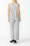 Gray Round Sleeveless Top & Wide Pants