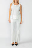 White Round Sleeveless Top & Wide Pants