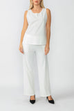 White Round Sleeveless Top & Wide Pants