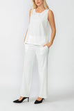 White Round Sleeveless Top & Wide Pants