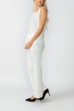 White Round Sleeveless Top & Wide Pants