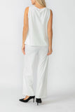 White Round Sleeveless Top & Wide Pants