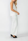 White Round Sleeveless Top & Wide Pants