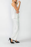 White Round Sleeveless Top & Wide Pants