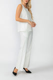 White Round Sleeveless Top & Wide Pants