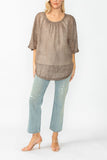 Cafe Bat Wing Sheer Linen Top