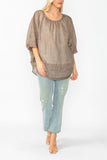 Cafe Bat Wing Sheer Linen Top