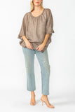 Cafe Bat Wing Sheer Linen Top