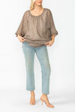 Cafe Bat Wing Sheer Linen Top