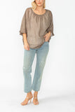 Cafe Bat Wing Sheer Linen Top