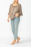 Cafe Bat Wing Sheer Linen Top