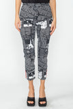 Black Button Hem Slim Crop Pants