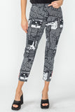 Black Button Hem Slim Crop Pants