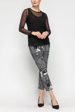 Black Button Hem Slim Crop Pants