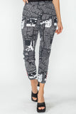Black Button Hem Slim Crop Pants