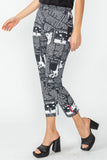 Black Button Hem Slim Crop Pants