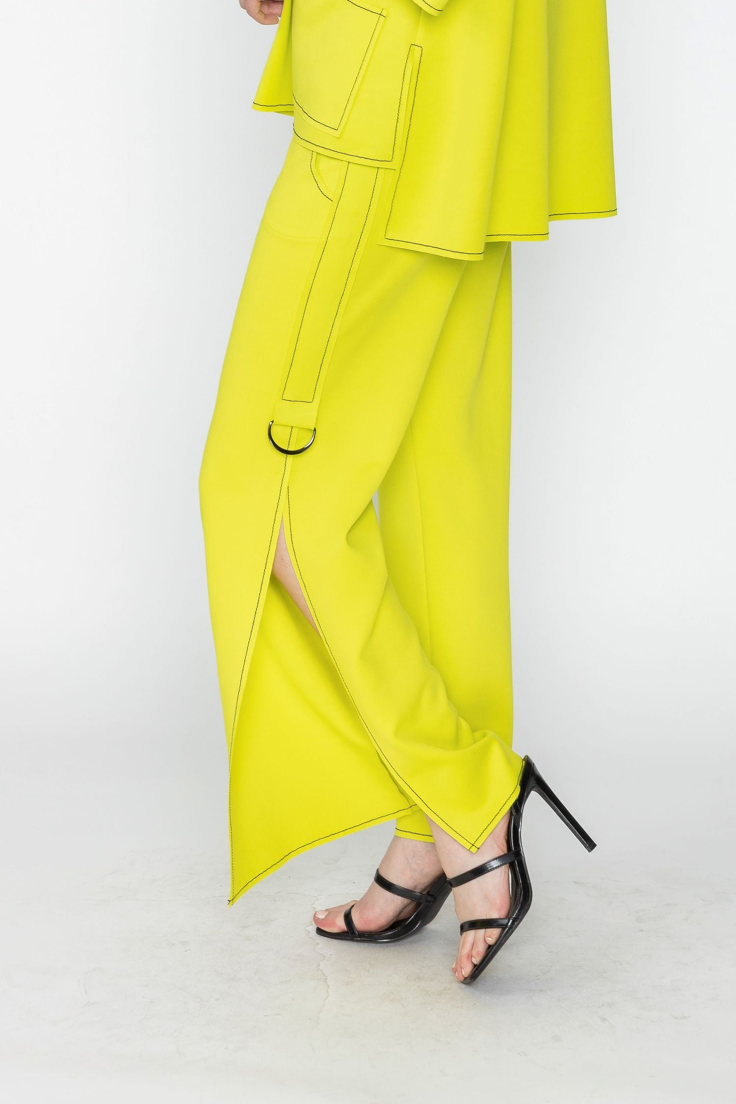 Lime Side D-Ring & Bottom Open Detail Pants - Small / Lime