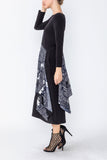 Black Boat Neck Asymmetrical Layer Mix Dress