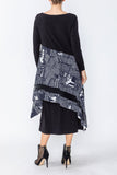 Black Boat Neck Asymmetrical Layer Mix Dress