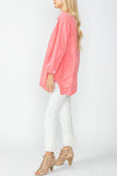 Coral Bottom Side Pleats Blouse