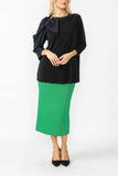 Green Side Pocket Special Tape Pencil Skirt