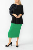 Green Side Pocket Special Tape Pencil Skirt