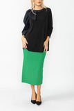 Green Side Pocket Special Tape Pencil Skirt