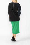 Green Side Pocket Special Tape Pencil Skirt