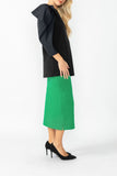 Green Side Pocket Special Tape Pencil Skirt