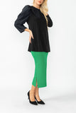 Green Side Pocket Special Tape Pencil Skirt