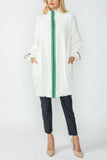 Ivory High Stand Collar Balloon Long Jacket