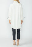 Ivory High Stand Collar Balloon Long Jacket