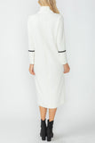 Ivory Stand Collar Body Sheath Silhouette Dress