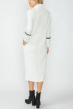 Ivory Stand Collar Body Sheath Silhouette Dress