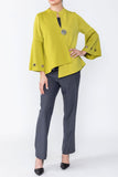 Lime Eyelet Bell Sleeve One Button Jacket