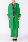 Green Shawl Collar Raglan Sleeve Coat