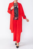 Red Shawl Collar Raglan Sleeve Coat