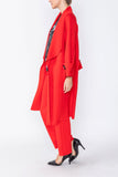 Red Shawl Collar Raglan Sleeve Coat