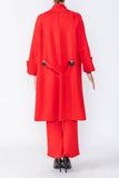 Red Shawl Collar Raglan Sleeve Coat