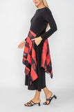 Red Boat Neck Asymmetrical Layer Mix Dress