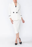 Ivory Pleats Shawl Collar Jacket